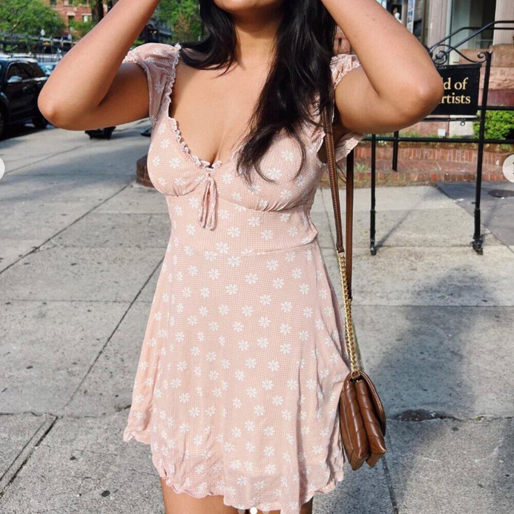 Urban Outfitters Audrey Mesh Babydoll Daisy Dress Pink size large